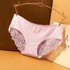 Ropa interior de verano estampada de Seda de Hielo sin costuras para mujer, sexy, cómoda, de color sólido, de talle medio, con encaje hueco, para mujer
