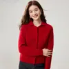Cardigan de Cachemira Estilo Sencillo para Mujer Cuello Polo Botones Sencillos Moda Diseño Holgado Sentido del Tejido Versátil Adelgazante