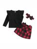 Amazon Ropa Infantil Niñas Estilo Coreano Estilo Universitario Otoño Británico Raya de Hoyo Falda a Cuadros con Volantes Manga Larga Traje Infantil
