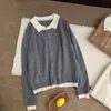 Cárdigan de punto con bloques de color, dos piezas falsas, de pelo de mapache/sintético, otoño e invierno, textura suave, suéter abrigo con temperamento para mujer