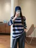 Camiseta de Manga Larga a Rayas Retro Estilo Coreano para Mujer 2026 Otoño Nueva Estilo Perezoso Holgada Casual Versátil Capa Base Superior