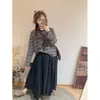 Camiseta de Manga Larga Rayada Vintage para Mujer, Cuello Redondo Holgado, Transpirable y Amigable con la Piel, Top Casual para Principios de Primavera, Nuevo