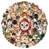 50 Adesivos Transparentes Fofos para Pets com Lenços para Gatos e Filhotes, Adequados para Capas de Celular, Cadernos e Tablets, Atacado