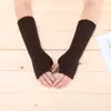 Guantes Largos de Lana para Otoño e Invierno Transfronterizos para Hombres y Mujeres, Mangas Falsas, Mangas de Brazo Calientes Europeas y Americanas de Medio Dedo sin Dedos, Guantes de Punto, Color