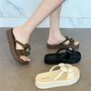 Sandalias Redondas de Trébol de Cuatro Hojas 2025 Estilo Nuevo para Exteriores que Aumentan la Altura sin Cierre Moda Versátil Sandalias de Playa para Mujer