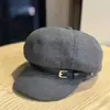 2026 Nueva Moda Británica Retro Versátil Octagonal para Mujer, Gorra de Periodista Adelgazante, Boina, Tendencia