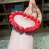 Pulseira Duplo Círculo Vermelho Cinábrio Areia Vermelha Pulseira Benmingnian Vermelha Simples Joias para Homens e Mulheres