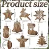 Adornos de árbol de Navidad de madera, copos de nieve, renos, decoraciones estilo granja, exclusivamente para ventas transfronterizas