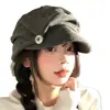 Boina Plisada de Mezcla de Algodón Fábrica Sombrero Octagonal Vintage Venta al por Mayor Estilo Japonés Versátil Para Adelgazar la Cara Sombrero Artístico de Pintor