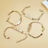 Pulsera de Cadena Figaro Chapada en Oro de 18 Quilates Estilo Europeo y Americano Transfronteriza, Pulsera Cubana con Placa de Identificación Grabada Vintage, Joyería Unisex
