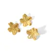 Pendientes de Flor de Acero Inoxidable Transfronterizos, Diseño de Anillo Dorado Retro Exagerado, Estilo de Lujo Ligero Elegante y Único