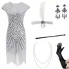Amazon Europeo y Americano S-4XL Transfronterizo Vestido Retro Gatsby de los Años 20 Fiesta Vestido de Lentejuelas y Flecos