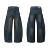 Calça Jeans Masculina Jiayi Library 2025 Novo Americano High Street Sujo Tingido Lavado Machete Calça Feminina Vibe Perna Larga