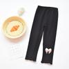 Leggings finos de mola e outono, macios, elásticos, macios, para meninas, estilo coreano, doce, tricô, laço, peça externa, calça cropped