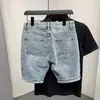 Shorts de Mezclilla Lavada Vintage Estilo Urbano para Hombres y Mujeres, Pantalones de Cinco Puntos Rectos por Encima de la Rodilla, Corte Holgado, Tendencia de Verano