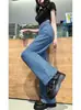 Calças jeans largas de cintura alta emagrecedoras para mulheres, novo modelo de verão 2026 em tecido jeans com bom caimento, calças casuais retas versáteis e compridas