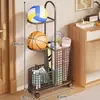 Cesta de armazenamento de equipamentos esportivos, suporte de tapete de ioga para casa móvel, armazenamento de halteres e rolo de espuma, prateleira de armazenamento de equipamentos esportivos