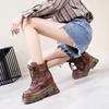 Novos Sapatos Femininos de Couro Genuíno para Primavera e Verão Sandálias Plataforma de Salto Alto com Solado Grosso Botas Sandálias Femininas com Bico Redondo e Furos
