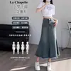 Falda Vaquera Vintage para Mujer 2025 Moderna Versátil Nueva Llegada Primavera y Otoño de Lana Línea A Cola de Pez de Brazo Falda de Longitud Media