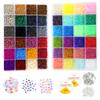 24 cuentas de vidrio de colores en caja, cuentas del alfabeto transfronterizas de Amazon, accesorios de joyería para bricolaje, cuentas de cuentas.