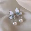 Pendientes de Flor de Perla de Alta Gama Aguja de Plata Moda Retro Lujo Ligero Francés Elegante Elegante Pendientes de Celebridad de Internet para Mujer