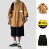 Conjunto de Camisa de Manga Curta de Verão para Homens Plus Size Pessoa Gorda Tendência Americana Jovem Canalha Conjunto Fresco de Três Peças Homens