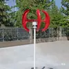 Fabricante de Turbina Eólica Lanterna Vermelha 100W300W Eixo Vertical Paisagístico Vento e Solar Poste de Rua Ventilador 12V24V