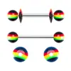 Juego mixto de 12 colores de junta de color transfronteriza, perforación de uña de acrílico tipo lengua, anillo para pezón, joyería para uñas de tira, venta al por mayor