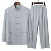 Traje Tang Bordado Estilo Chino de Verano para Hombres, de Mediana Edad y Mayores, Atuendo de Papá, Ropa de Abuelo, Traje Casual de Manga Larga, Hanfu