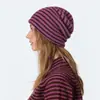 Chapéu de Tricô Listrado Retrô Estilo Coreano Feminino Outono Inverno Mistura de Acrílico Chapéu Slouchy com Caimento na Parte de Trás Gorro para Frio Transfronteiriço