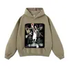 Moletom com Capuz Outono e Inverno Oversize Estilo de Rua Estrela do Basquete Desgastado Pulôver Moletom Capuz Estampado Solto
