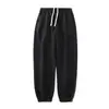 Pantalones de chándal holgados unisex para deportes al aire libre, de algodón peinado resistente, engrosados, de pierna recta con puños, pantalones cálidos de invierno
