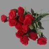 Boda Transfronteriza Estilo Francés Borde Tostado Flor de Rosa Tallo Único Arreglo de Flores de Rosa de Boda para Decoración del Hogar