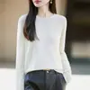 Suéter de punto fino sin costuras para mujer, mezcla de lana, corte ajustado, manga larga, suave y versátil, perfecto como capa interior