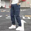 Calças Casuais Europeias Transfronteiriças para Homens, Calças de Trabalho, Calças Jogger de Marca da Moda, Corte Solto, Comprimento Cropped, Calças com Múltiplos Bolsos, Calças Jogger Esportivas