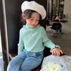 [en stock] suéter base de niña de alta calidad nuevo estilo cuello puños con volantes suéter infantil