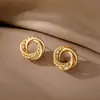 Brincos geométricos de ouro europeus e americanos, brincos grandes de alta qualidade para mulheres, brincos com vento frio, joias para orelha, fivela de orelha, atacado