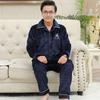 Pijama masculino de outono e inverno com forro de lã coral espessada para pais de meia-idade e idosos, roupa quente de flanela para casa