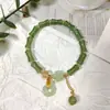 Nuevo brazalete de estilo chino imitación jadeíta para mujer, diseño de lujo ligero con colgante de calabaza, un regalo para novias
