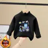 Camiseta Térmica de Fleece Manga Longa para Meninos Estilo Outono/Inverno 2026 para Crianças de Tamanho Médio a Grande Camada Base Fashionável Coreana com Gola Meia-Alta