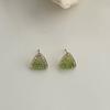 Pendientes Pequeños de Flores de Perlas Frescas Diseño Nicho Pequeños y Exquisitos Pendientes de Gardenia con Lazo Verde Mori