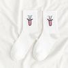 Nuevas Medias de Algodón Estilo Coreano para Mujer Otoño Expresión Divertida Jacquard Elegantes Tendencia Ins Media Pantorrilla Calcetines para Hombre