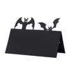 Tarjeta de mesa tridimensional para decoración de fiesta de Halloween transfronteriza, tarjeta de asiento de murciélago de cartón negro hueco, fábrica de Shenzhen