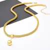 Collar de Cadena para Clavícula Redondo de Acero Inoxidable Estilo Coreano para Mujer, Diseño de Nicho, Lujo Ligero, Cuentas de la Fortuna, Sencillo y Elegante