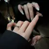 Geométrico Estilo Frio Ins Anel de Cristal Preto Design de Nicho Personalidade da Moda Sentido Avançado Anel Aberto Internet Moda Feminina Popular