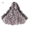 Renda Bordada Trevo de Quatro Folhas Leve Respirável Cor Sólida Chiffon Pérola Renda Lenço Longo Xale Chiffon
