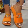 Chinelos Femininos 2026 Novo Modelo Transfronteiriço Tamanho Grande Casuais Moda Salto Plataforma Sola Grossa com Fivela e Design Aberto