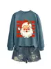 Amazon eBay Estación Independiente Moda Personalidad Divertido Sudadera para Mujer de Papá Noel Raya Larga Roja Otoño Invierno Cuello Redondo