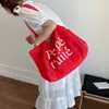 Bolso Tote Casual de Nailon Estilo Coreano Ins Bolso de Mano Estampado con Letras de Moda Popular Rayado Doble Cara Bolso de Hombro para Mujer