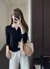 La primavera no se retrasa Un artículo imprescindible~ Camiseta de manga larga Henley a la moda, con cuello Henley, adelgazante, con media botonadura abierta, para mujer, nueva camiseta básica de otoño e invierno